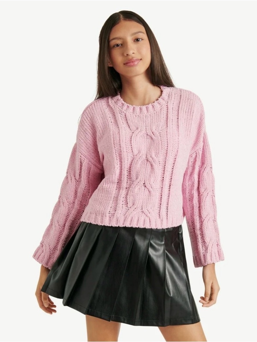Justice Soft Pink Cable Knit Sweater size 12/14